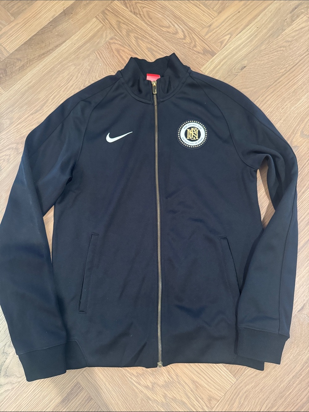 Nike Football Club Black Athletic Zip-Up Track Jacket with Crest